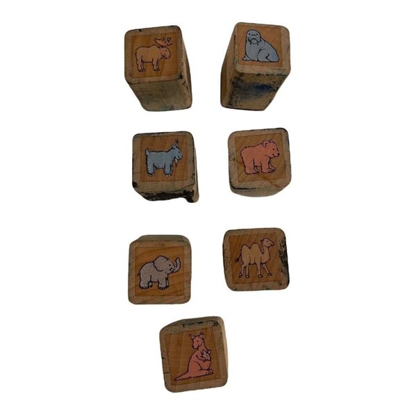 Zoo Animal Wooden and Rubber Stamps - Picture 1 of 2